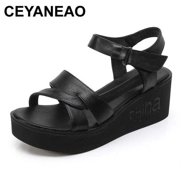 ceyaneaosummer fashion genuine leather sandals woman thick bottom breathable soft bottom high heels platform shoes, Black
ceyaneaosummer fashion genuine leather sandals woman thick bottom breathable soft bottom high heels platform shoes, Black
