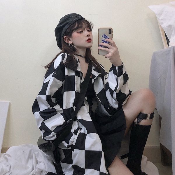 summer korean ulzzang casual fashion punk vintage large size hip-hop plaid long sleeve harajuku streetwear loose hooded jacket, Black;brown
summer korean ulzzang casual fashion punk vintage large size hip-hop plaid long sleeve harajuku streetwear loose hooded jacket, Black;brown