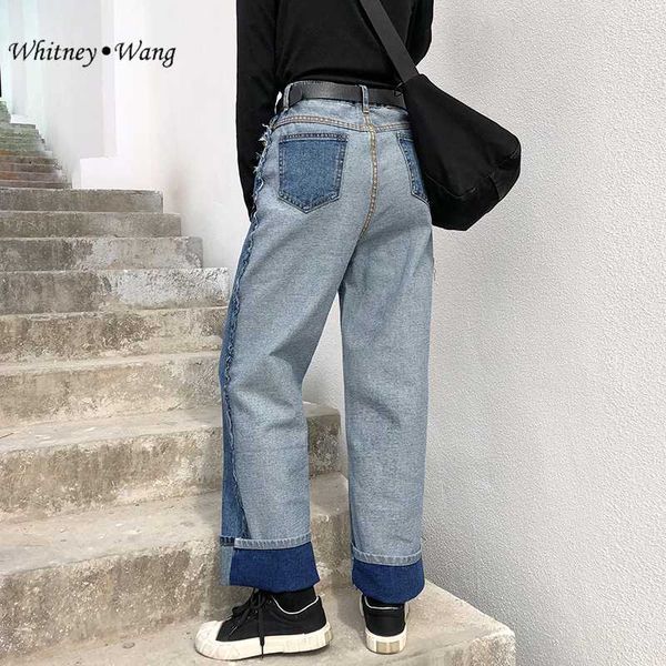 whitney wang 2020 spring autumn fashion streetwear colors contrast patchwork bf style jeans women loose denim pants, Blue
whitney wang 2020 spring autumn fashion streetwear colors contrast patchwork bf style jeans women loose denim pants, Blue
