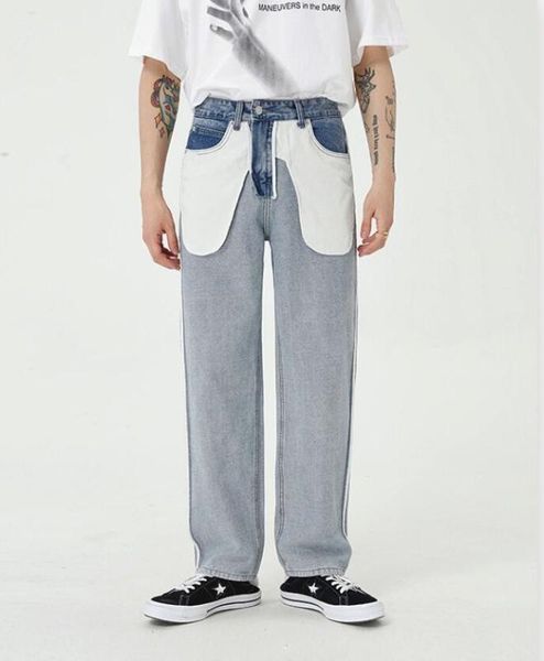 men's jeans men streetwear hip hop reverse design 2021 autumn male casual denim trousers loose straight cargo pants w1098, Blue
men's jeans men streetwear hip hop reverse design 2021 autumn male casual denim trousers loose straight cargo pants w1098, Blue