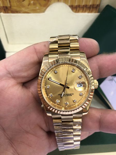 

2021new luxury wristwatches mens watches 41mm gold steel bracelet automatic mechanical diamond bezel strap fashion mans watch, Slivery;brown