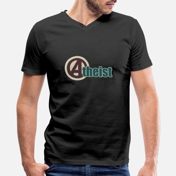 retro atheist logo t shirt men character 100% cotton round neck pictures crazy casual summer style formal shirt