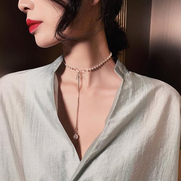2020 lovely simulated pearl bowknot chokers necklaces for women summer fashion jewelry short clavicle necklace bijoux femme, Silver
2020 lovely simulated pearl bowknot chokers necklaces for women summer fashion jewelry short clavicle necklace bijoux femme, Silver