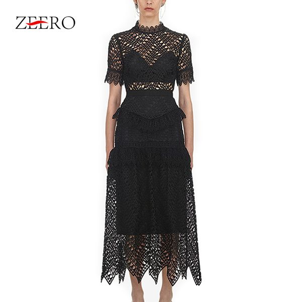 self portrait dress 2020 summer elegant women short sleeve black hollow out lace long party dress fashion runway vestidos, Black;gray
self portrait dress 2020 summer elegant women short sleeve black hollow out lace long party dress fashion runway vestidos, Black;gray