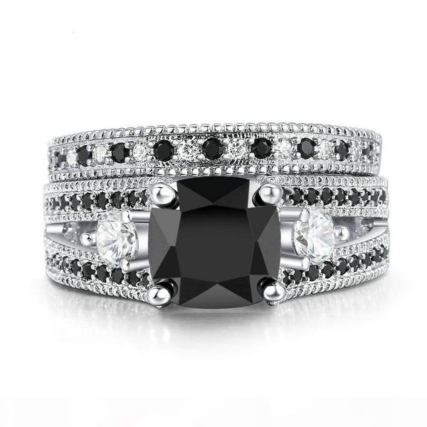 european and american fashion copper ring set black nano zircon micro-plated white gold women's ring set, Golden;silver
european and american fashion copper ring set black nano zircon micro-plated white gold women's ring set, Golden;silver