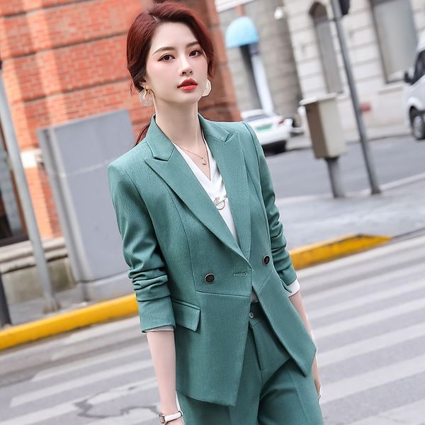 women's two piece pants high-end elegant office suit two-piece 2021 autumn and winter solid color ladies jacket slim trousers, White
women's two piece pants high-end elegant office suit two-piece 2021 autumn and winter solid color ladies jacket slim trousers, White