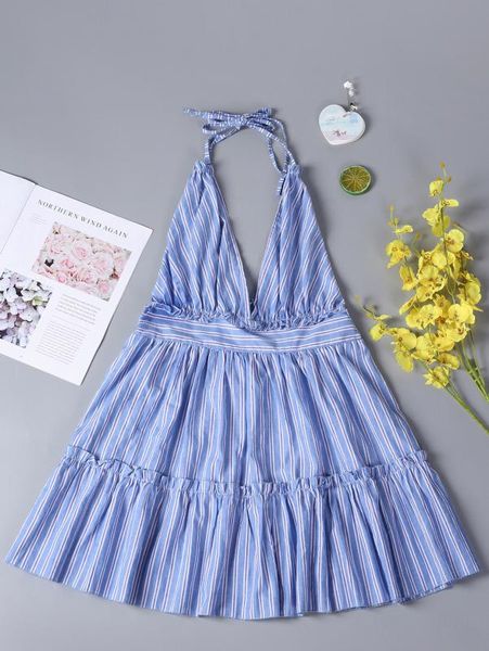 casual dresses female halter neck deep v suspender mini dress fashion striped back lace ruffled cotton beach, Black;gray
casual dresses female halter neck deep v suspender mini dress fashion striped back lace ruffled cotton beach, Black;gray