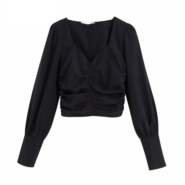 vintage stylish black crop women blouses 2020 autumn v neck collar long sleeve short shirts blusas mujer, White
vintage stylish black crop women blouses 2020 autumn v neck collar long sleeve short shirts blusas mujer, White