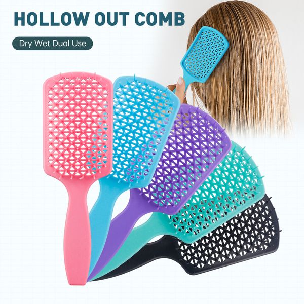 hollow out comb hair styling tool detangling message brush five colors design dry wet dual use comb, Silver
hollow out comb hair styling tool detangling message brush five colors design dry wet dual use comb, Silver