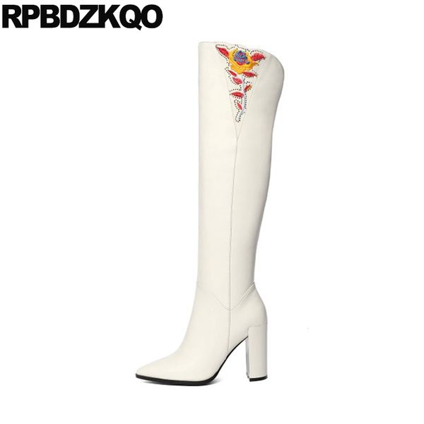 pointed toe knee high embroidered boots flower retro heel designer shoes women luxury 2020 winter beige ladies chunky embroidery, Black
pointed toe knee high embroidered boots flower retro heel designer shoes women luxury 2020 winter beige ladies chunky embroidery, Black
