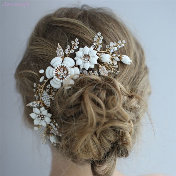 jonnafe wedding long hair comb bridal crown white floral women headpiece handmade leaf hair accessories jewelry, White;golden
jonnafe wedding long hair comb bridal crown white floral women headpiece handmade leaf hair accessories jewelry, White;golden