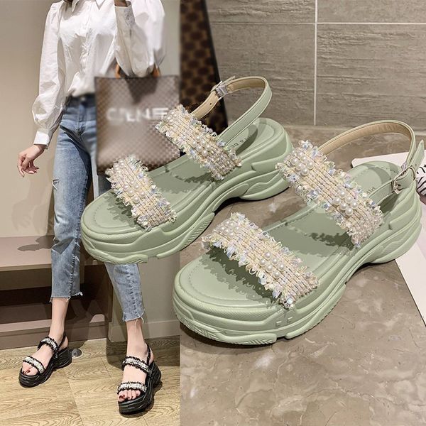platform sandals decorated with pearls for women fashion casual beach sports sandals, Black
platform sandals decorated with pearls for women fashion casual beach sports sandals, Black