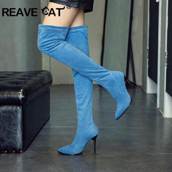 reave cat over the knee boots shoes women denim stretch fabric thin heel pointed toe solid mujer botas solid long boots a1288, Black
reave cat over the knee boots shoes women denim stretch fabric thin heel pointed toe solid mujer botas solid long boots a1288, Black