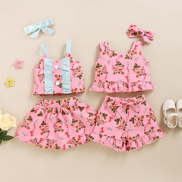excelent casual kids clothes sleeveless strap floral print button t-shirt short skirt bow hairband party children clothes, White
excelent casual kids clothes sleeveless strap floral print button t-shirt short skirt bow hairband party children clothes, White