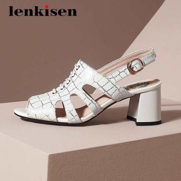 lenkisen genuine leather gingham high fashion peep toe high square heel buckle straps office lady daily wear sandals women l65, Black
lenkisen genuine leather gingham high fashion peep toe high square heel buckle straps office lady daily wear sandals women l65, Black