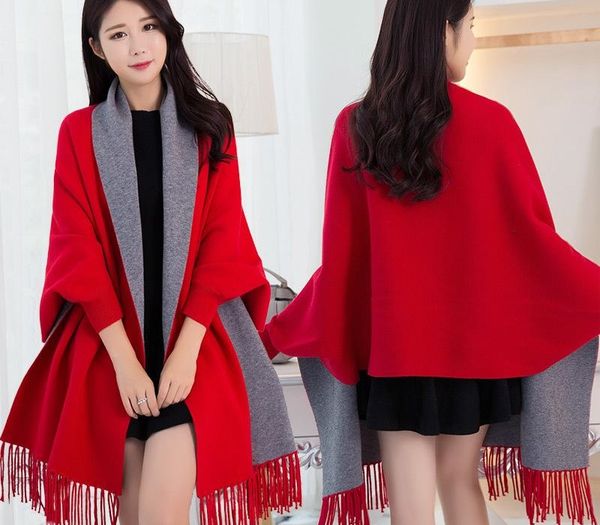 women winter poncho thick sleeve shawls and wraps for ladies pashmina shawl winter scarf stoles warm feminino ponchos and capes s1020, Blue;gray
women winter poncho thick sleeve shawls and wraps for ladies pashmina shawl winter scarf stoles warm feminino ponchos and capes s1020, Blue;gray