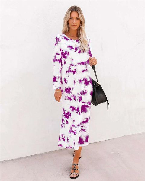 sleeve tie dye dress female casual clothing designer crew neck loose dresses split fashion apparel long, Black;gray
sleeve tie dye dress female casual clothing designer crew neck loose dresses split fashion apparel long, Black;gray