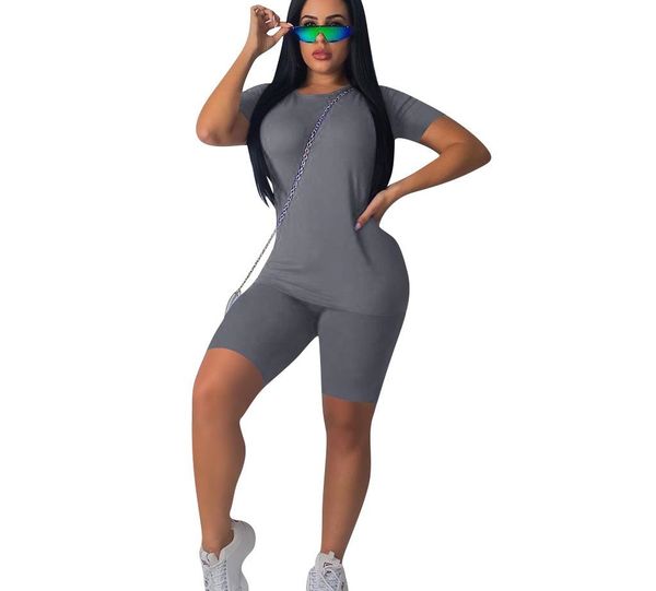 women two piece outfits 2020 summer plus size tracksuit solid color short-sleeved t-shirt running shorts suits comfortable cotton, Gray
women two piece outfits 2020 summer plus size tracksuit solid color short-sleeved t-shirt running shorts suits comfortable cotton, Gray