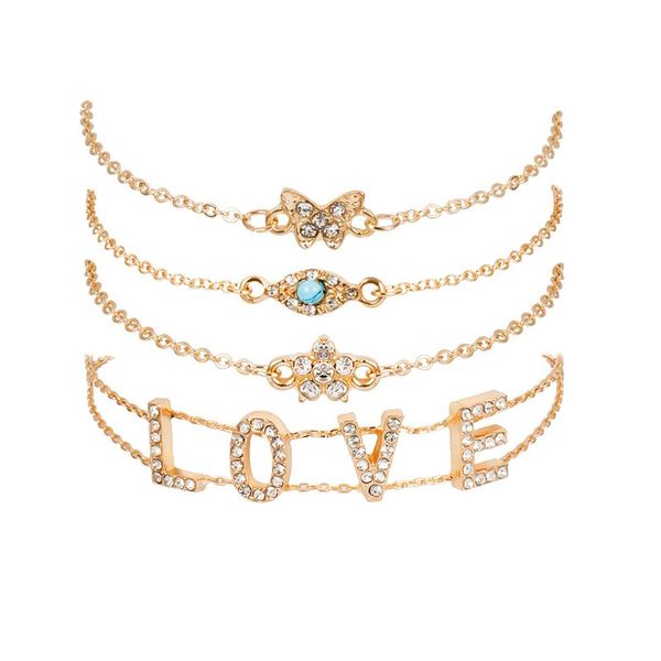 4pcs bohemian bracelet set for women love letter butterfly bracelets full crystals gold color chains bangle boho jewelry bijoux, Black
4pcs bohemian bracelet set for women love letter butterfly bracelets full crystals gold color chains bangle boho jewelry bijoux, Black