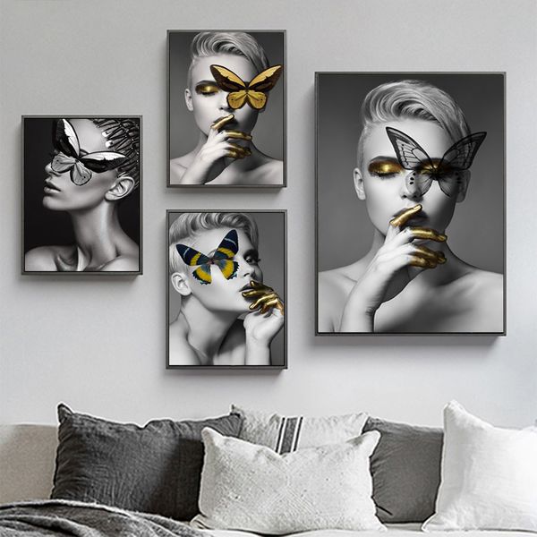 abstract wall art pictures fashion woman butterfly lips gold and white black modern home canvas painting beauty decor posters
abstract wall art pictures fashion woman butterfly lips gold and white black modern home canvas painting beauty decor posters
