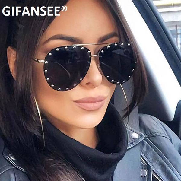 sunglasses gifansee rivet rimless pilot oversized luxury vintage womens brand designer men tinted eyewear shades glasses uv400, White;black
sunglasses gifansee rivet rimless pilot oversized luxury vintage womens brand designer men tinted eyewear shades glasses uv400, White;black