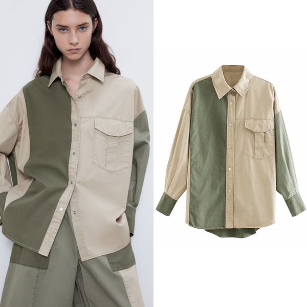 women blouse new style color matching lapel long-sleeved loose shirt women cotton pretty lady stylish shirt and blouse, White
women blouse new style color matching lapel long-sleeved loose shirt women cotton pretty lady stylish shirt and blouse, White