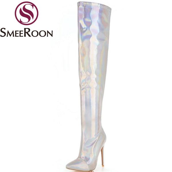 smeeroon pointed toe high heels boots side zipper keep warm winter thigh high boots over the knee popular shoes, Black
smeeroon pointed toe high heels boots side zipper keep warm winter thigh high boots over the knee popular shoes, Black