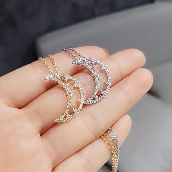 new fashion luxury jewelry necklace crescent moon pendant necklace zircon moon clavicular chain for women gifts, Silver
new fashion luxury jewelry necklace crescent moon pendant necklace zircon moon clavicular chain for women gifts, Silver