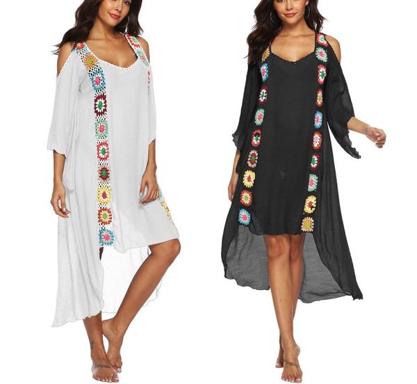 women's swimwear summer beach cover up plus size dress cover-ups women pareo bathing suit swim wear beachwear crochet 2021 q044, White;black
women's swimwear summer beach cover up plus size dress cover-ups women pareo bathing suit swim wear beachwear crochet 2021 q044, White;black