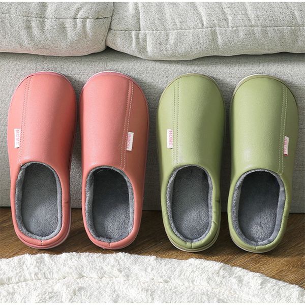 women slippers pu leather waterproof non slip couple shoes home warm plush flat shoes woman comfort female slipper 2020, Black
women slippers pu leather waterproof non slip couple shoes home warm plush flat shoes woman comfort female slipper 2020, Black