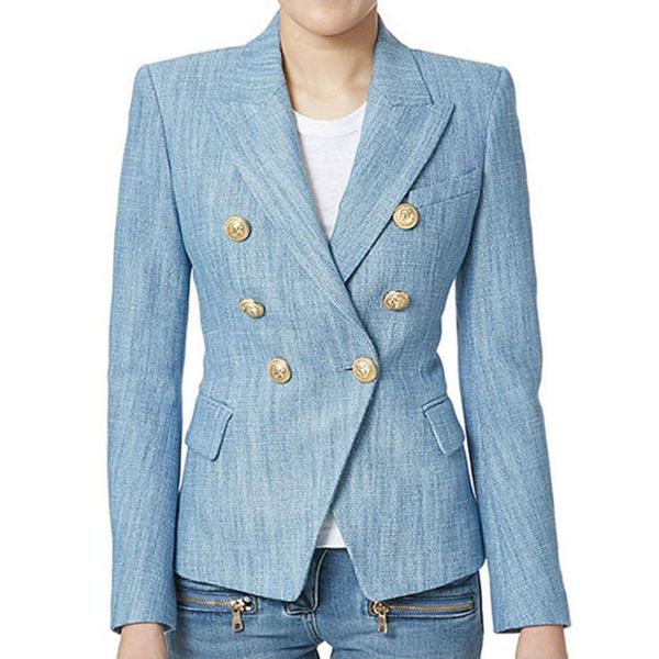 2020 designer blazer women's long sleeve double breasted metal lion buttons blazer jacket outer, White;black
2020 designer blazer women's long sleeve double breasted metal lion buttons blazer jacket outer, White;black