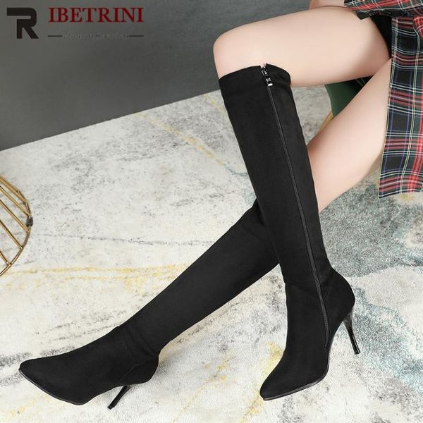 boots ribetrini elegant women pointed toe zipper winter shoes thin heel flock solid high heels, Black
boots ribetrini elegant women pointed toe zipper winter shoes thin heel flock solid high heels, Black