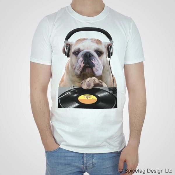 t-shirt 2019 fashion men bulldog dj t-shirt music tshirt funny cute puppy bull dog clubbing pop t shirt t shirt