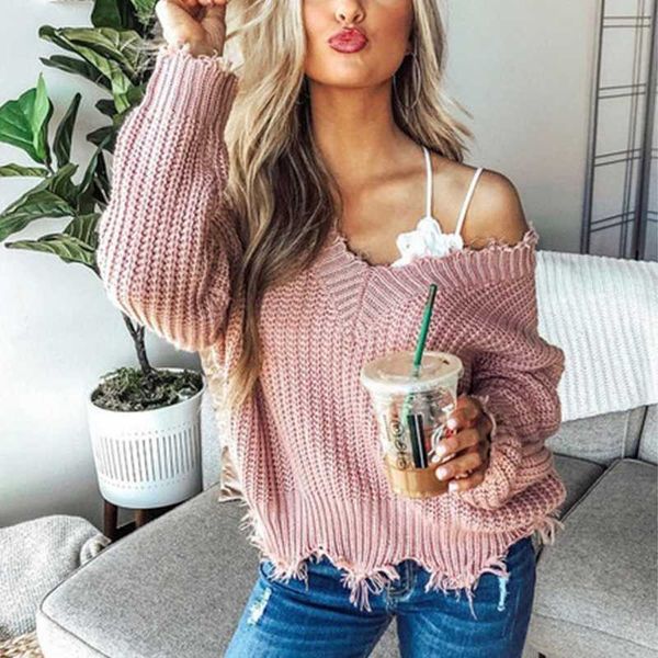 muyogrt knitted sweater for women autumn ripped v-neck loose sweater pullovers ladies shoulder tassel, White;black
muyogrt knitted sweater for women autumn ripped v-neck loose sweater pullovers ladies shoulder tassel, White;black