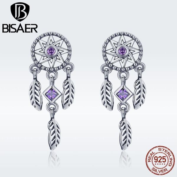 bisaer authentic 925 sterling silver purple cz bohemia dreamcatcher feather drop dangle earrings for women brincos gxe502 
bisaer authentic 925 sterling silver purple cz bohemia dreamcatcher feather drop dangle earrings for women brincos gxe502