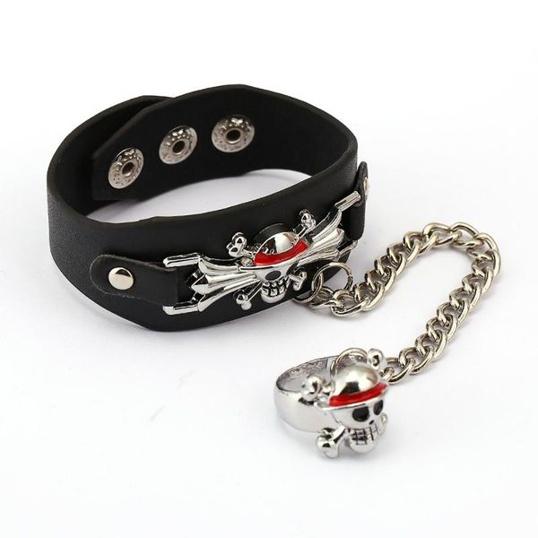 charm bracelets one piece skull bangles men straw hat pirates group bracelet for women jewelry black leather chain wristband pulseras, Golden;silver
charm bracelets one piece skull bangles men straw hat pirates group bracelet for women jewelry black leather chain wristband pulseras, Golden;silver