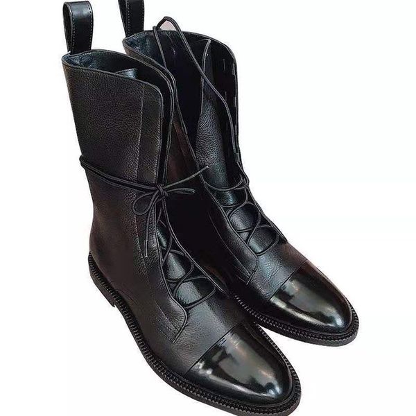 women mid-calf boots leather toe 22-25 cm feet length cowhide stitching patent leather classic martin boots, Black
women mid-calf boots leather toe 22-25 cm feet length cowhide stitching patent leather classic martin boots, Black