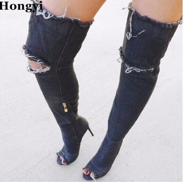 hongyi new fashion open toe woman boots cutouts gladiator boots 2020 denim thigh high thin heels, Black
hongyi new fashion open toe woman boots cutouts gladiator boots 2020 denim thigh high thin heels, Black