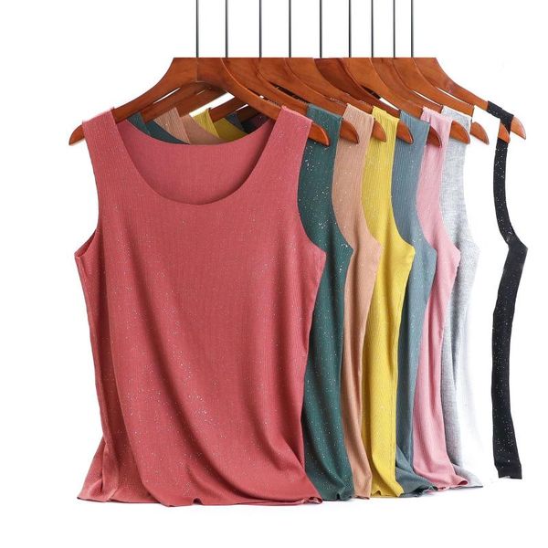 women's t-shirt high stretch ribbed cotton shiny casual slim fit basic sleeveess women t shirt seamless black under, White
women's t-shirt high stretch ribbed cotton shiny casual slim fit basic sleeveess women t shirt seamless black under, White