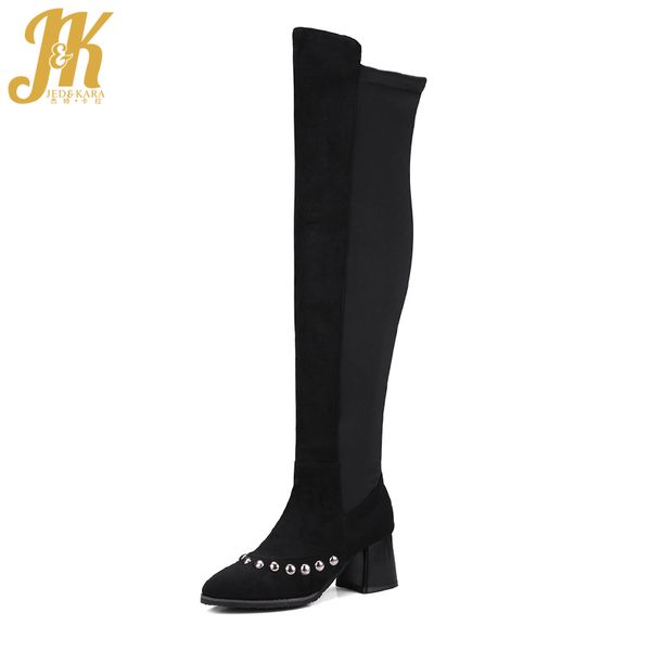 jk winter over the knee women high heels boots pointed toe rivet footwear plush ladies fashion shoes autumn boots shoes, Black
jk winter over the knee women high heels boots pointed toe rivet footwear plush ladies fashion shoes autumn boots shoes, Black