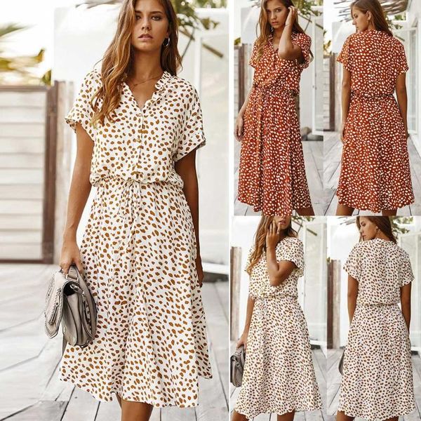 women summer dress fashion ladies slim print knee-length v-neck beach bohemian short sleeve dress sundress vestidos m140#, White
women summer dress fashion ladies slim print knee-length v-neck beach bohemian short sleeve dress sundress vestidos m140#, White