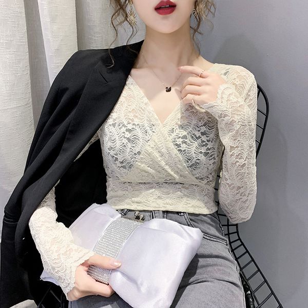 coigarsam lace blouse women new spring patchwork mesh v-neck blusas womens and blouses white black apricot 117
coigarsam lace blouse women new spring patchwork mesh v-neck blusas womens and blouses white black apricot 117