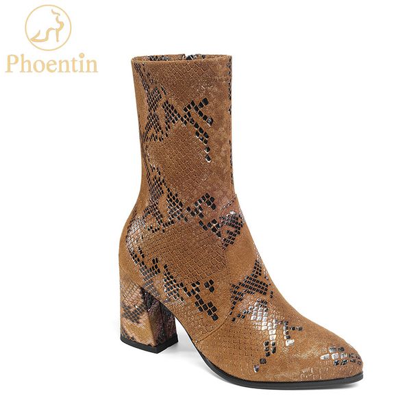 phoentin snake printed booties 2020 woman hoof high heels boots female leather round toe zip closure shoes ladies brown ft818, Black
phoentin snake printed booties 2020 woman hoof high heels boots female leather round toe zip closure shoes ladies brown ft818, Black