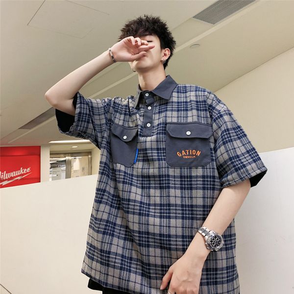 men's polos mens summer shirts street trend harajuku ins lattice pocket lovers print cotton youth loose casual shirt, White;black
men's polos mens summer shirts street trend harajuku ins lattice pocket lovers print cotton youth loose casual shirt, White;black