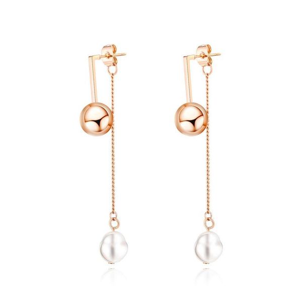 new ins fashion designer stainless steel ball pearl dangle pendant stud earrings for women girls rose gold, Golden;silver
new ins fashion designer stainless steel ball pearl dangle pendant stud earrings for women girls rose gold, Golden;silver