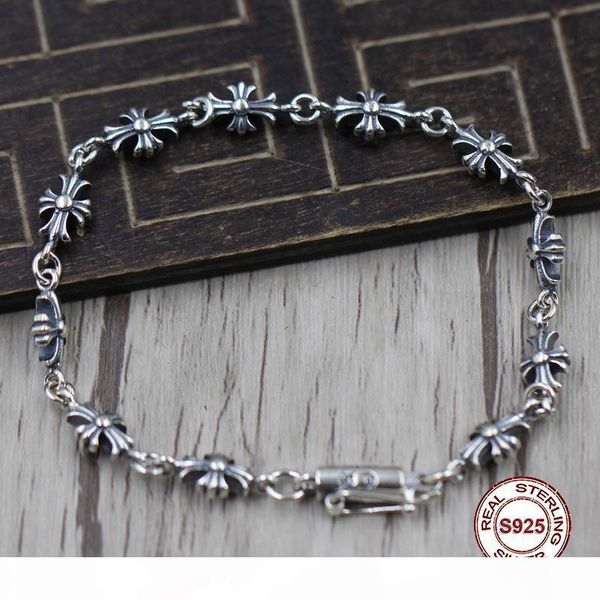 925 sterling silver bracelet to create a personalized couple bracelets punk style retro cross styling to send gifts for lovers, Black
925 sterling silver bracelet to create a personalized couple bracelets punk style retro cross styling to send gifts for lovers, Black