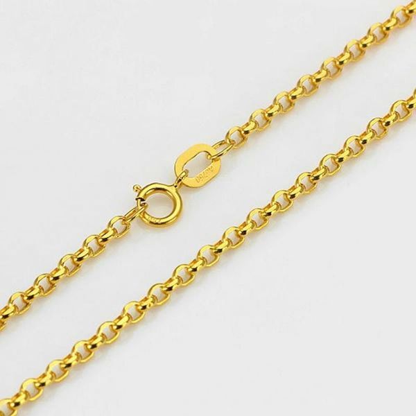 solid 18k yellow gold necklace 2mm rolo link chain necklace stamped au750 40cm-75cm, Silver
solid 18k yellow gold necklace 2mm rolo link chain necklace stamped au750 40cm-75cm, Silver