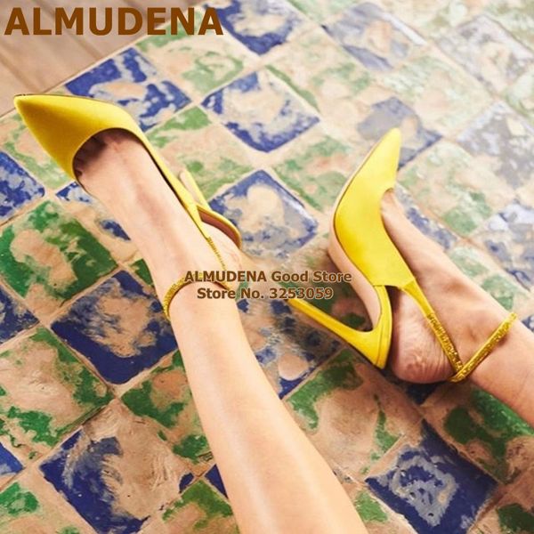 almudena yellow satin cloth pointed toe dress pumps bling bling crystal strap slingback wedding shoes women stiletto heel size47, Black
almudena yellow satin cloth pointed toe dress pumps bling bling crystal strap slingback wedding shoes women stiletto heel size47, Black