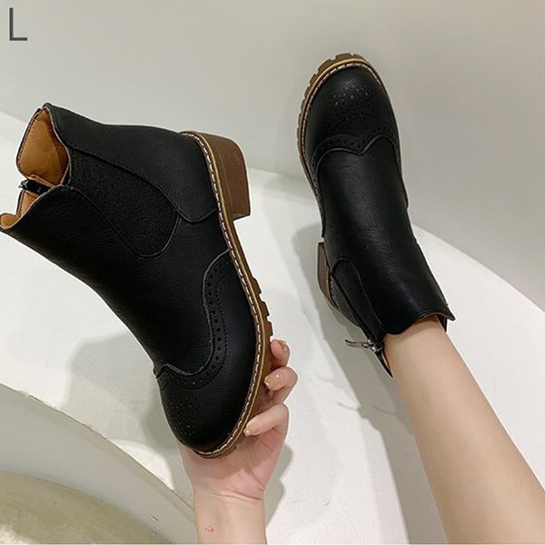 women leather ankle boots ladies shoes breathable fashion women's zippers square heels female footwear hollow out sewing boot, Black
women leather ankle boots ladies shoes breathable fashion women's zippers square heels female footwear hollow out sewing boot, Black