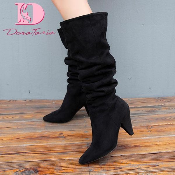 doratasia new female knee high boots flock pointed toe spike high heels slip on boots women 2020 daily concise shoes woman, Black
doratasia new female knee high boots flock pointed toe spike high heels slip on boots women 2020 daily concise shoes woman, Black